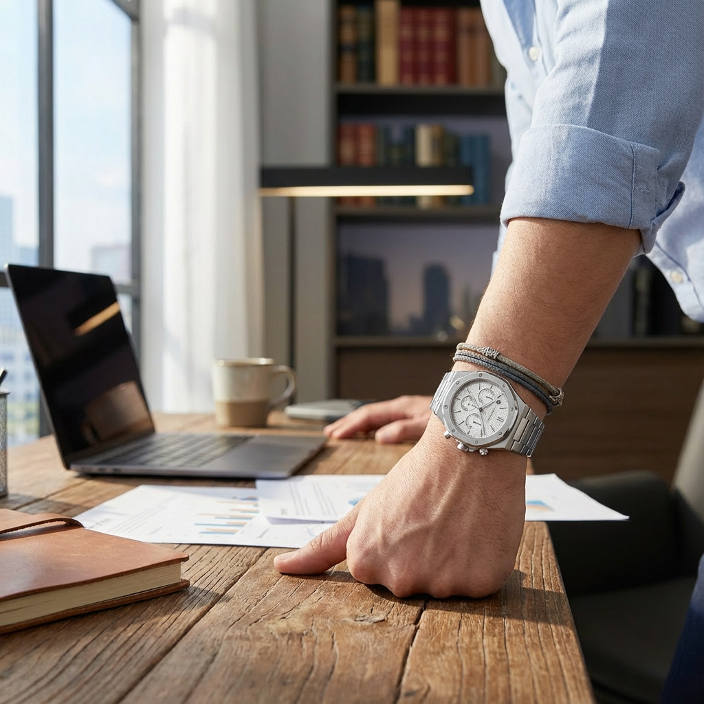 BINBOND Mens Watch Top Brand Royal Casual Men Big Dial Silver Stainless Steel Calendar Quartz Wristwatch Classic Luminous B0233