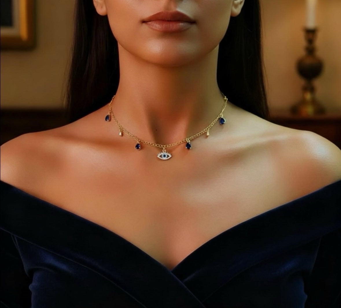 Bracelet Œil bleu doré