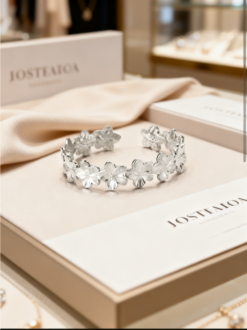 Bracelet fleurs dorées